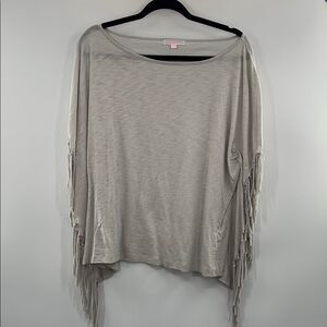 3For$20 Mavenie Fringe Detail Women's Top - Cream Gray size Small